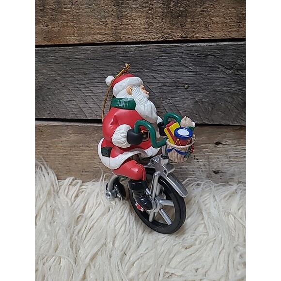 Vintage Santa Riding Bicycle Christmas Ornament NO ADAPTER - Picture 3 of 5